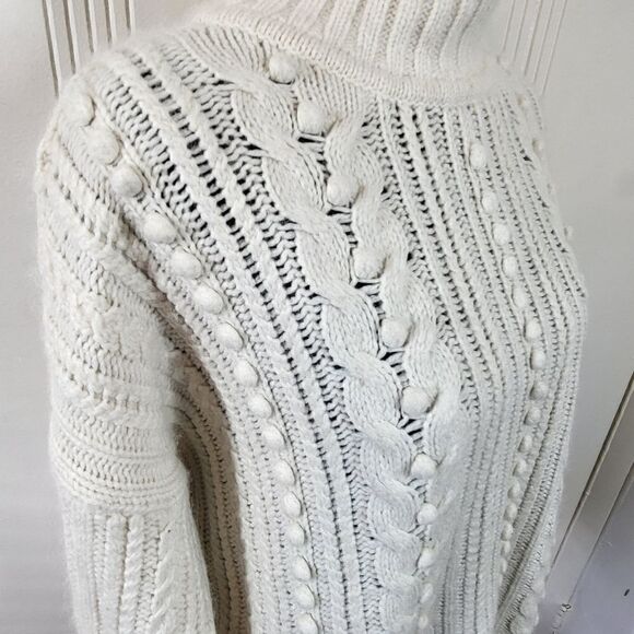 Plus Size Ann Taylor White Merino Wool Blend / Alpaca Turtle Neck Sweater - Picture 7 of 12